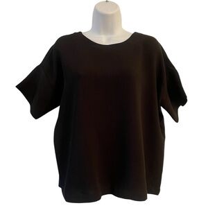 Madewell Crepe Premier Bow Back Top Black Size M Style F5653 Boxy Oversized Fit